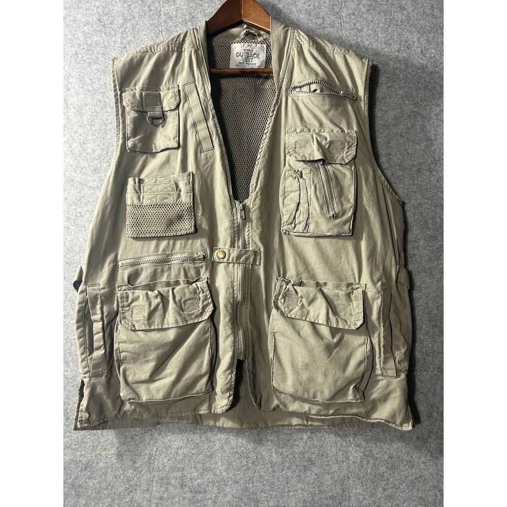 Rothco Outback Vest Medium Khaki Stone Washed Safari Utility Fishing Gorpcore